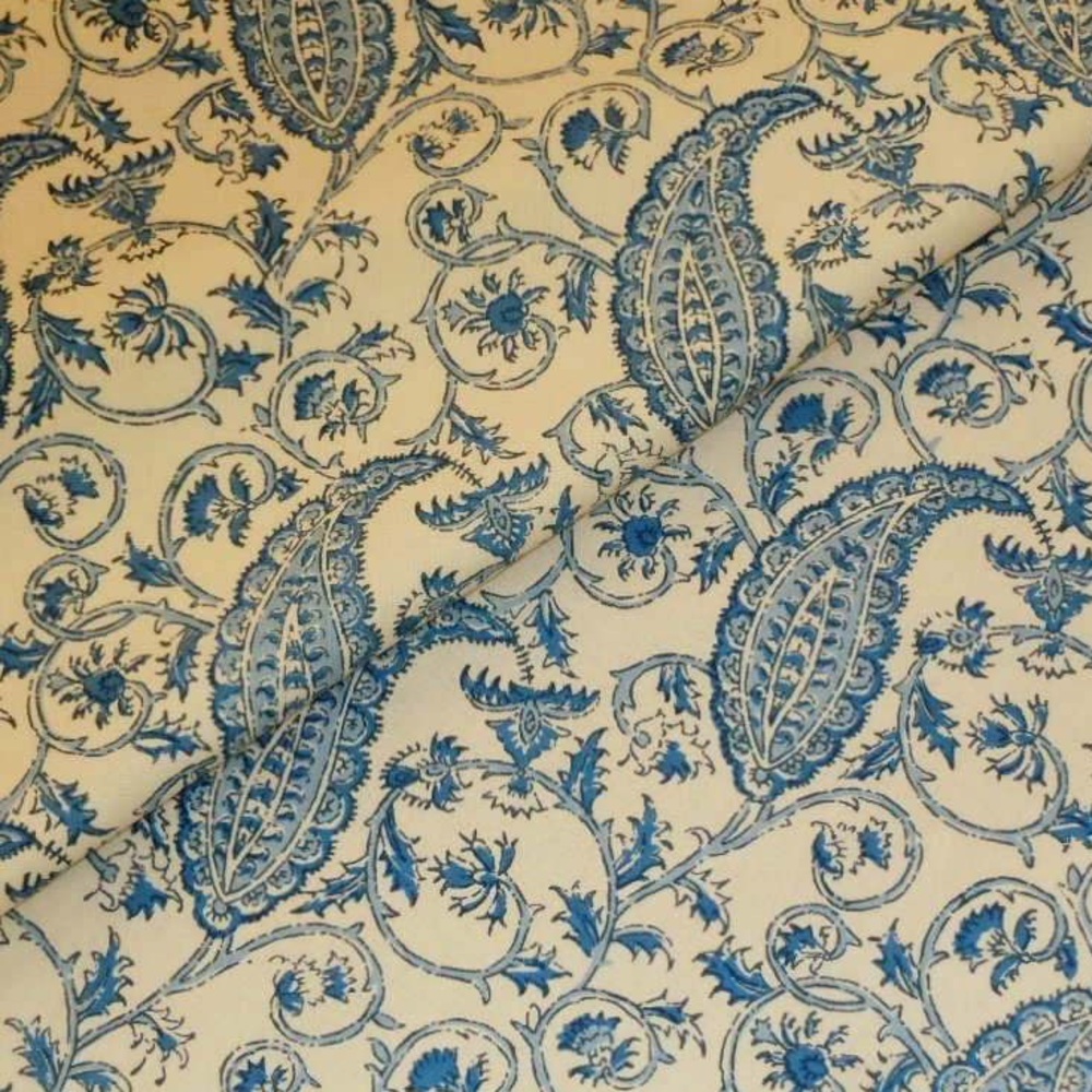Natural Fiber Cotton Mysore Paisley in Wedgewood